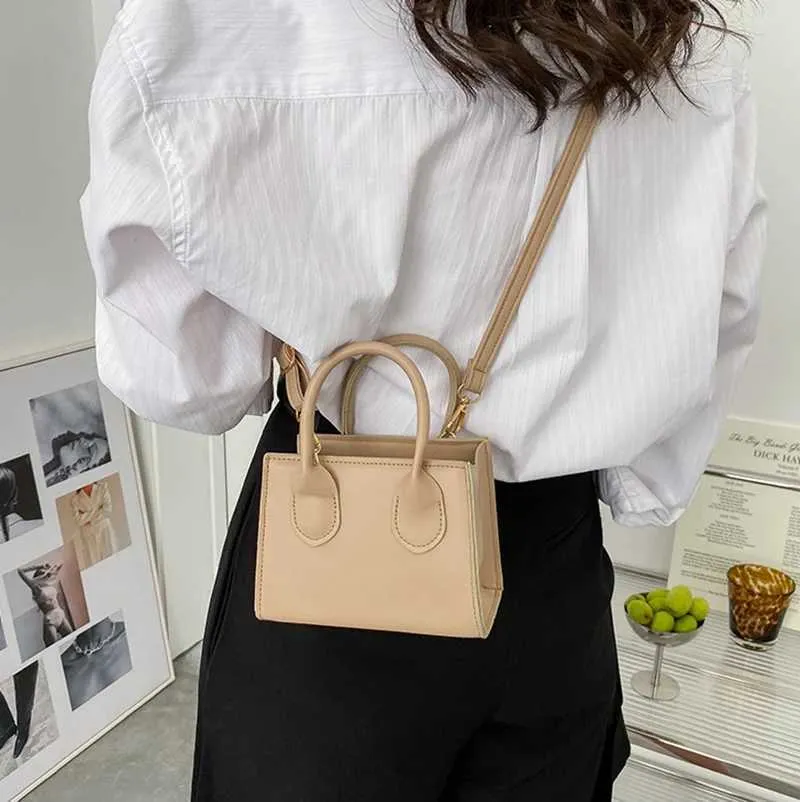 Elegant Top Handle Shoulder Bag For Women Solid Color Pu Leather_voghion.com
