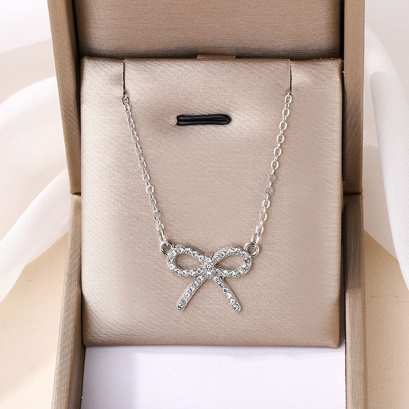 Gioielli moda fiocco pendente nicchia dia lega collana maglione catena donne_voghion.com