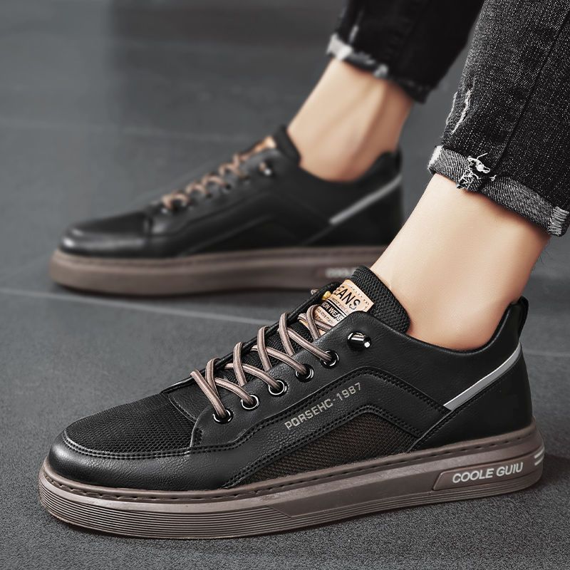 2024 Sommer Neue Herren Board Leichte One-Foot Casual Leder Trendy Vielseitige Mesh Atmungsaktive Weiße Schuhe_voghion.com