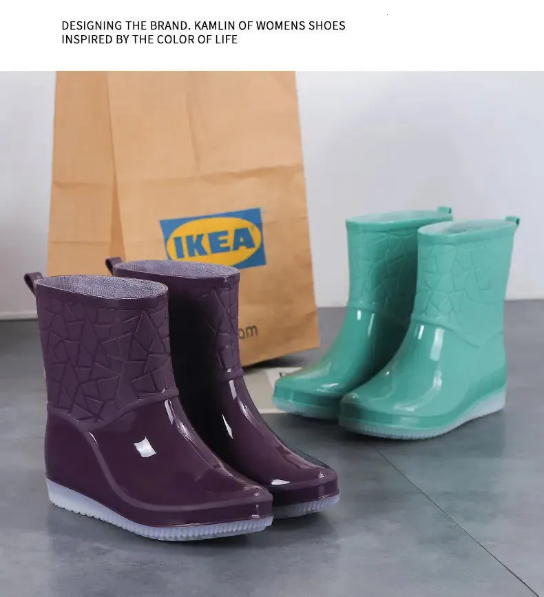 Waterproof Women's Rain Boots Non-slip Kitchen Shoes For Working_voghion.com