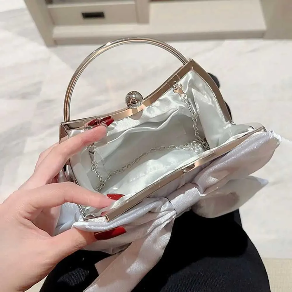 Gyllene siden rosett kväll elegant och trendig bankett clutch kedja axelväska plånbok för kvinnor festväska_voghion.com