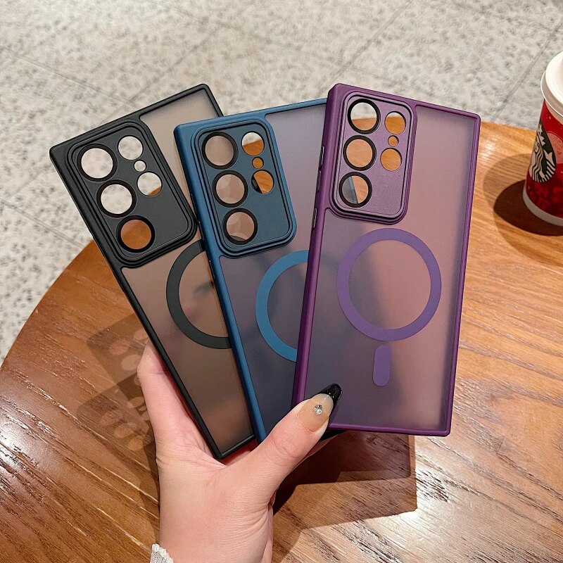 Magnetic Matte Translucent Shockproof Case For Samsung Galaxy_voghion.com