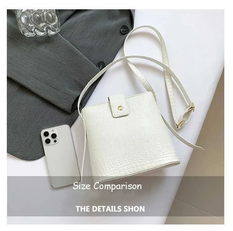 Retro Steinmuster Eimer Handtasche Damen Umhängetasche Schultertasche_voghion.com