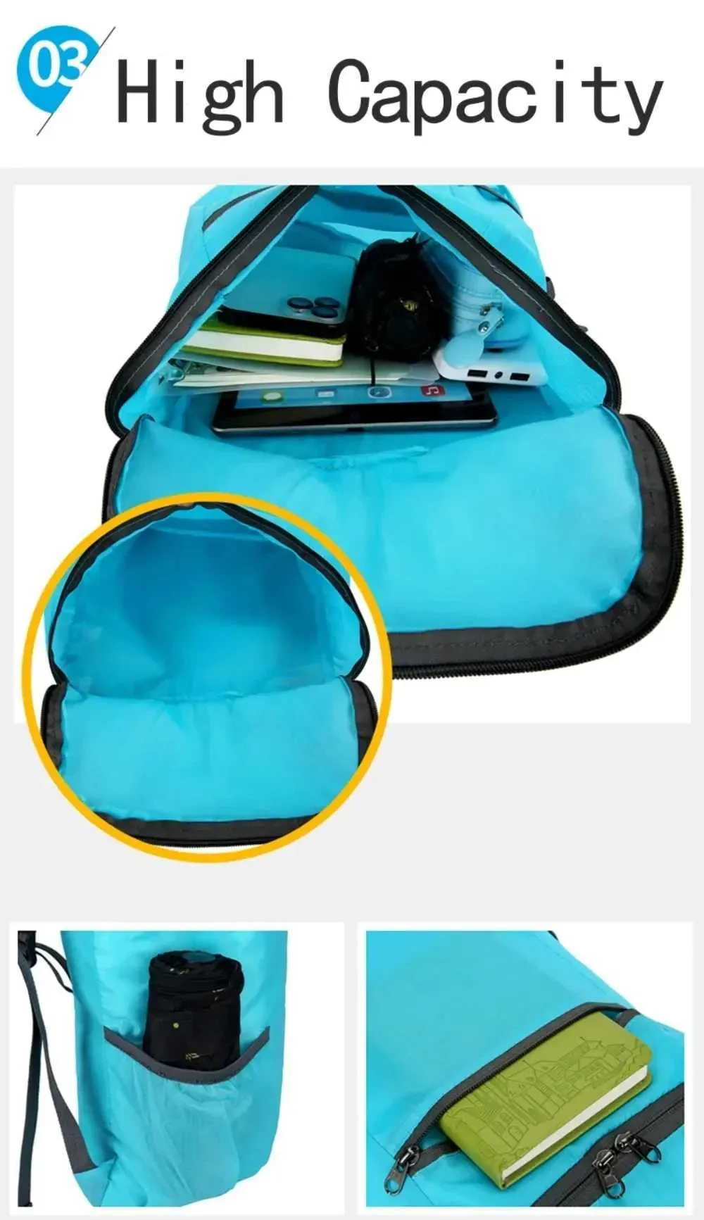 Sac à dos pliable imperméable unisexe d'extérieur grande capacité portable camping randonnée voyage sac à dos loisirs hommes femmes_voghion.com