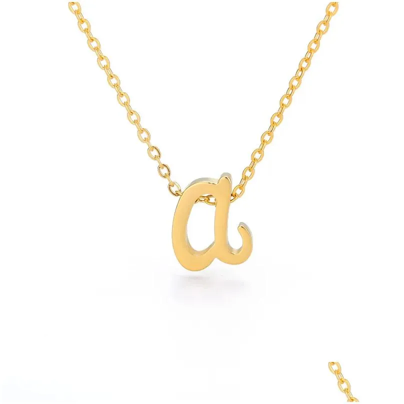 Pendant Necklaces Vintage Tiny Initial Letter For Women Stainless Steel Old English Necklace Birthday Gothic Jewelry_voghion.com