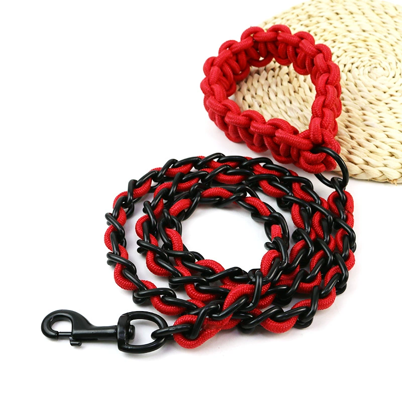 Heavy Duty Dog Leash Large Breed Braided Training Lead Black_voghion.com