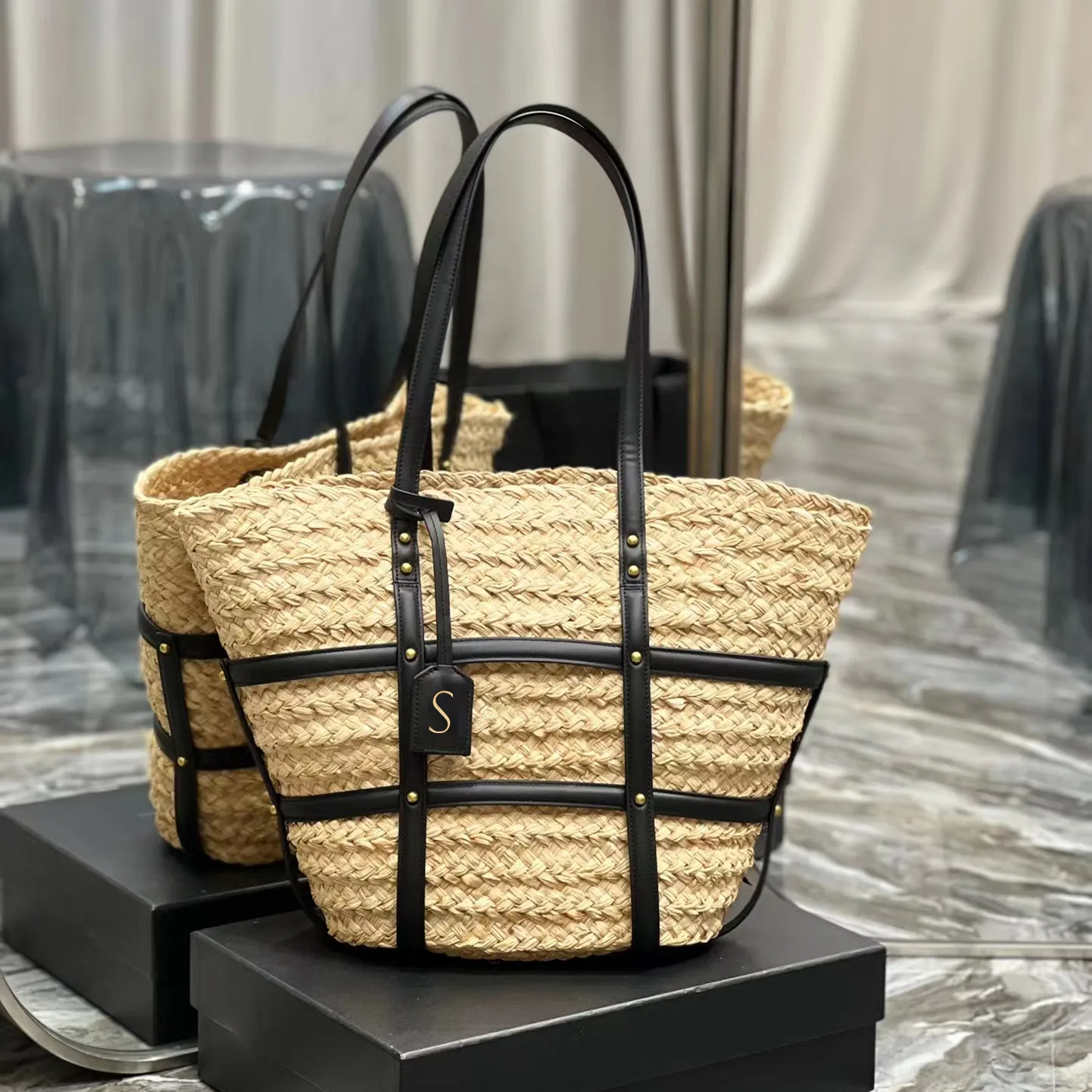 classic Handbag Beach Womens Rive Gauche Tote Basket Bag Man Clutch Weave Straw Large Shopping Designer Messenger_voghion.com