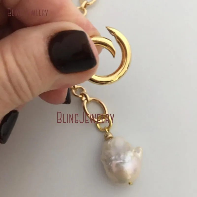 Chains NM35057 Baroque Pearl Choker European Inspired Necklace With Spring Lock_voghion.com