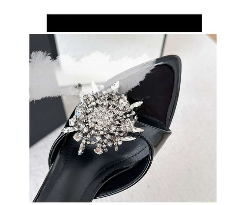 2025 Strass Exquis Cool Luxe Pas Fatigué Pieds Pointus Noir Talons Hauts Femmes_voghion.com