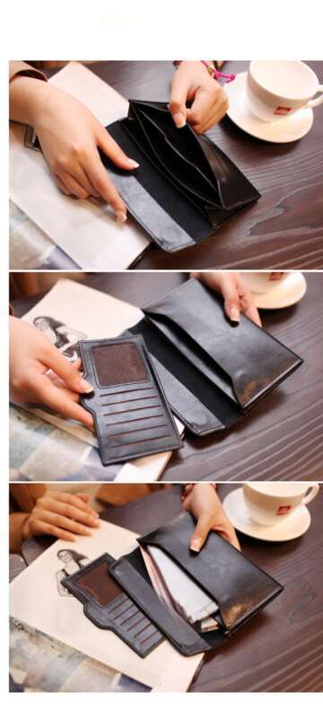 Portafoglio lungo da donna in pelle con fibbia semplice in pelle di mucca Tide_voghion.com