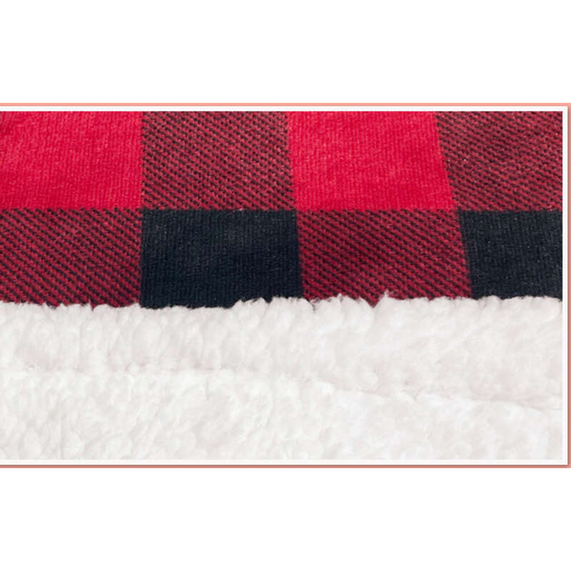 Facecloth Double Layer Classic Red And Black Plaid Printed Lamb Plush Car Nap Blanket_voghion.com