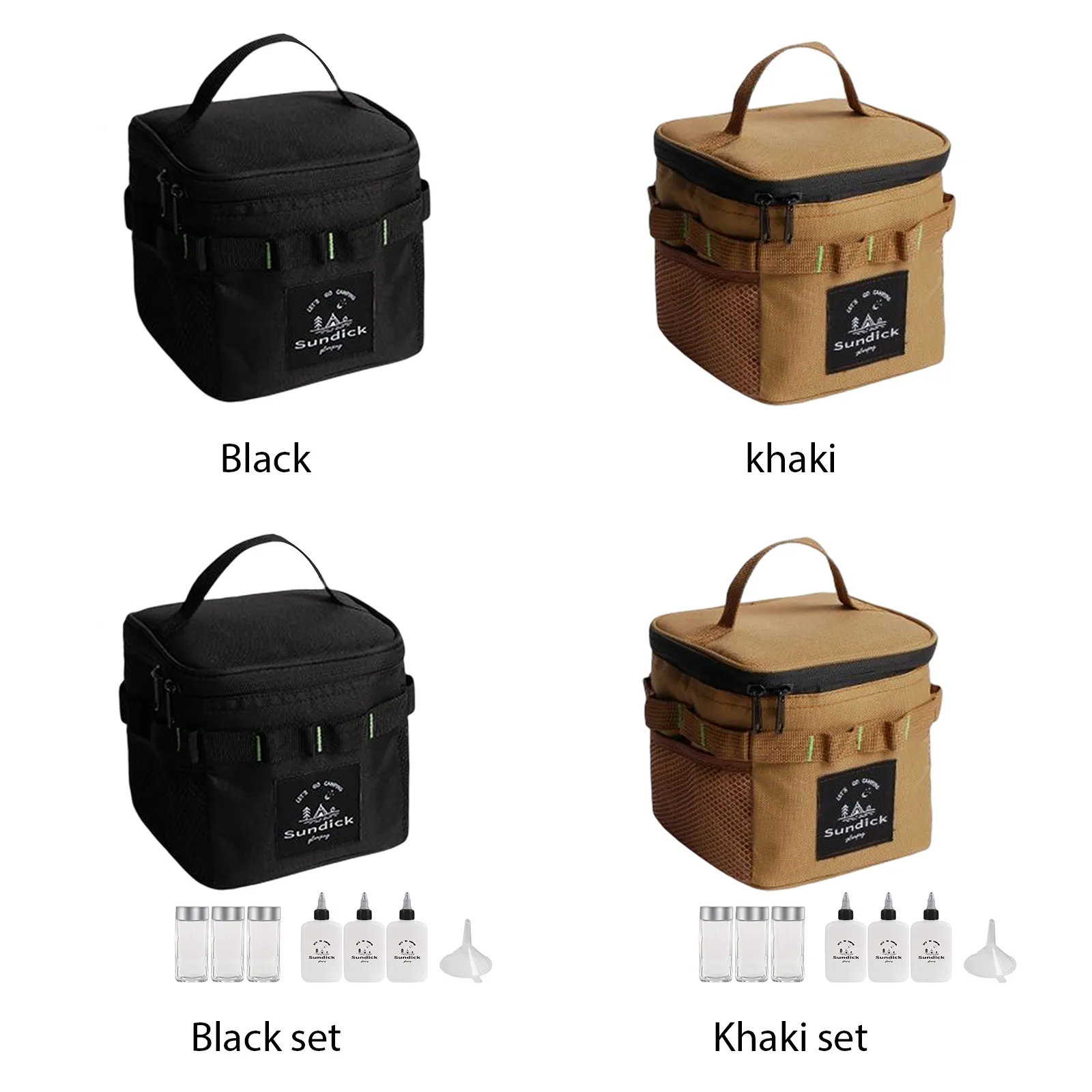 SUNDICK Camp Gewürzglas-Set mit Aufbewahrungstasche, Küchengewürzboxen, tragbar, multifunktional, leicht, für Camping_voghion.com