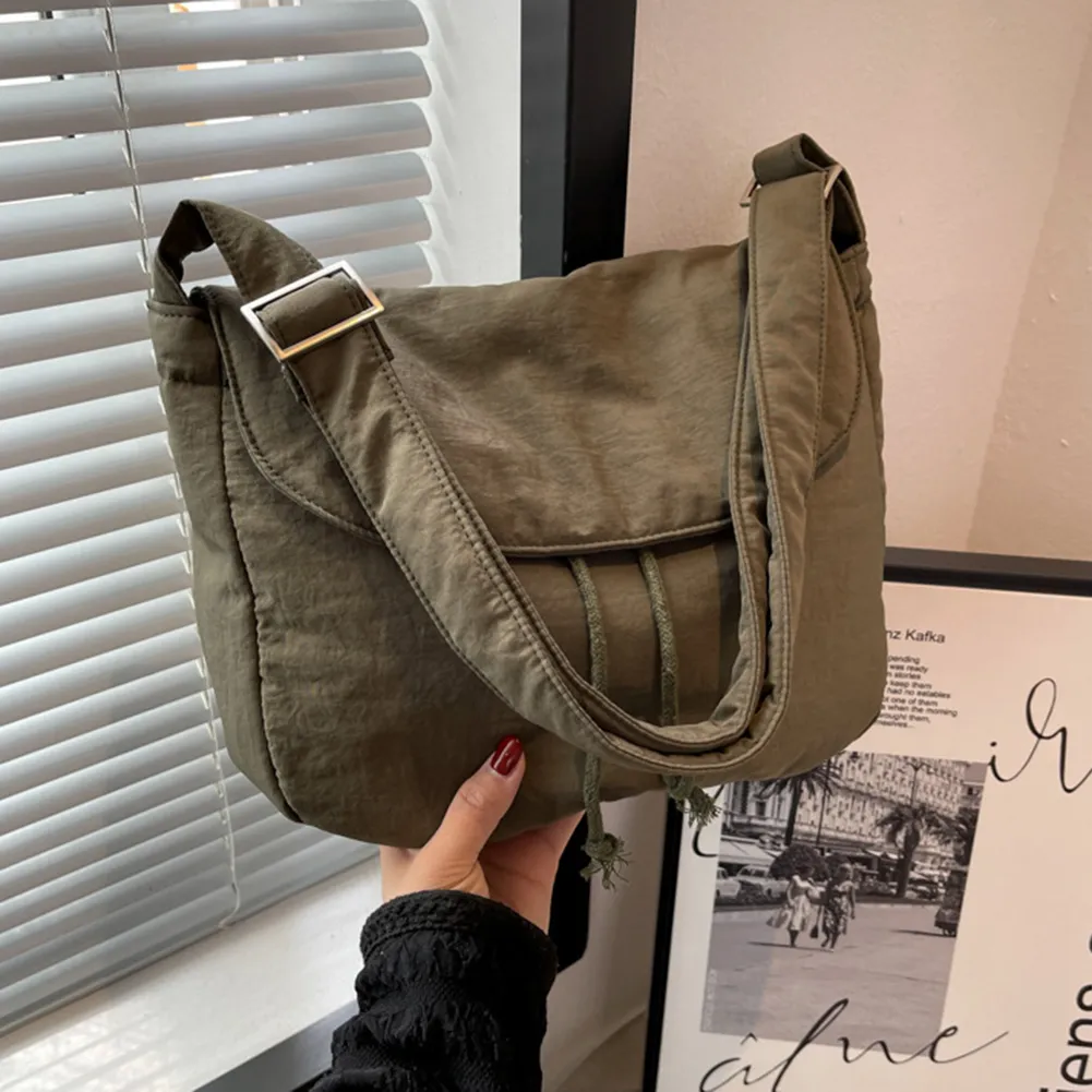 Sac messager unisexe à fermeture éclair et cordon de serrage, sacoche décontractée, élégante, sangle réglable, grande capacité, pour homme et femme_voghion.com