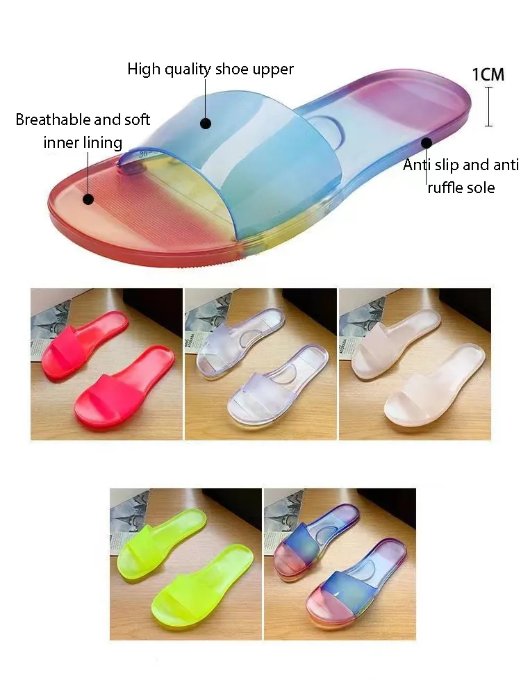 Pantofole da donna estive nuove alla moda in cristallo trasparente, casual, colorate, antiodore, con una sola parola, Lhshoe_voghion.com