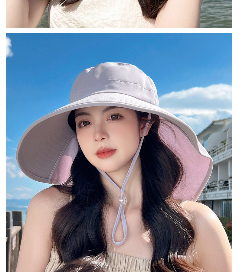 Cappello estivo da esterno con protezione solare e foro per coda di cavallo, versione coreana del cappello da pescatore a scialle a tesa larga alla moda per bambini_voghion.com