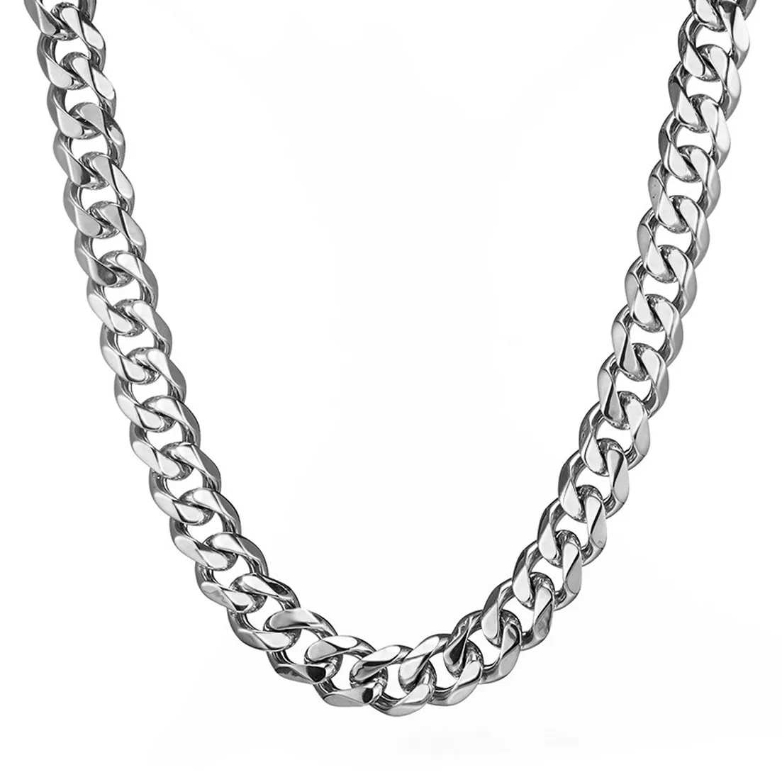 Chaînes 13/15 mm de large Hip-hop en acier inoxydable couleur argent/or/noir chaîne cubaine gourmette pour hommes et femmes collier ou bracelet_voghion.com