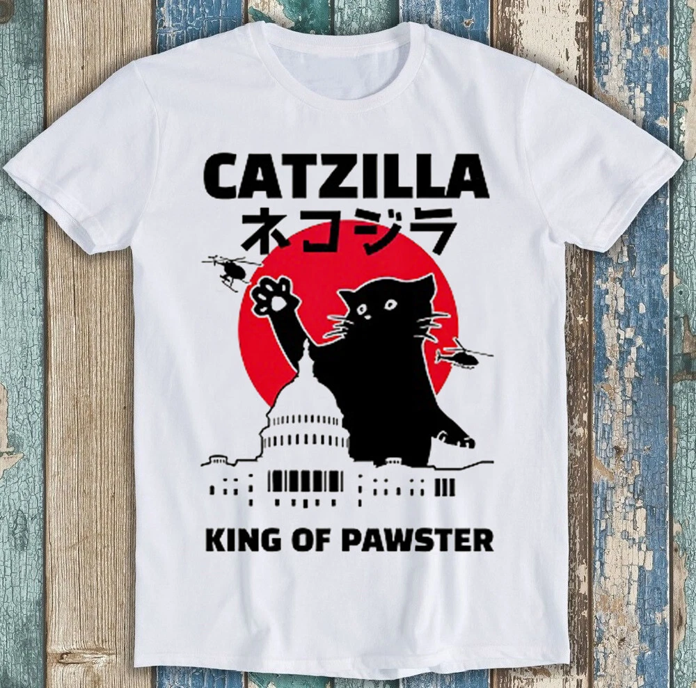 Maglietta catzilla king of paws simpatica per uomo e donna_voghion.com