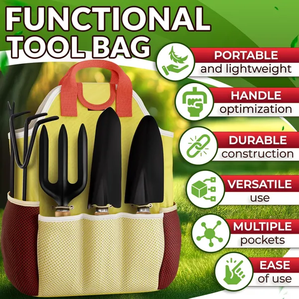 9 Pcs Garden Tool Set For Women Ergonomic Lightweight Gardening Hand Tools With Convenient Little Bag Sturdy Metal Garden Tools Set Easy Handling Fo_voghion.com