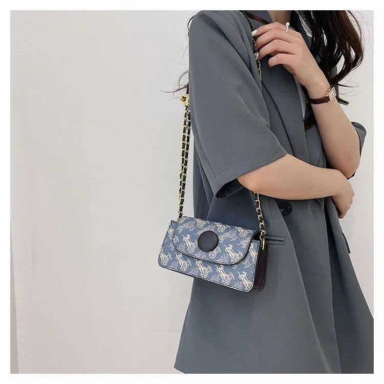 Bolsa de ombro feminina casual moda com alça de corrente_voghion.com