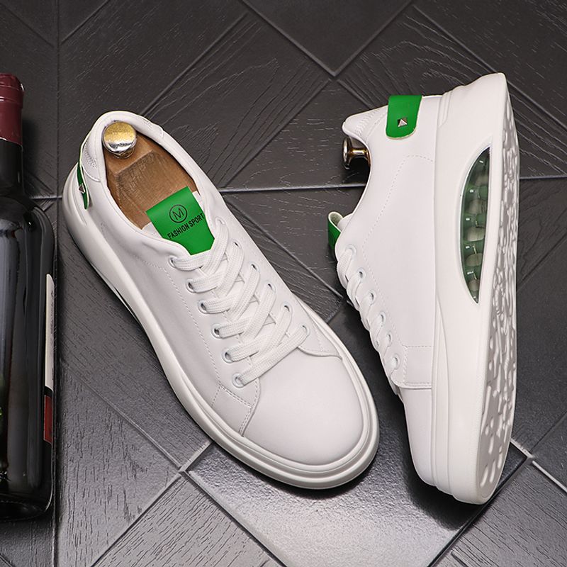 Atmungsaktive weiße lässige koreanische Ausgabe trendige Schnürschuhe Sommer neue hohe Herrensportschuhe_voghion.com