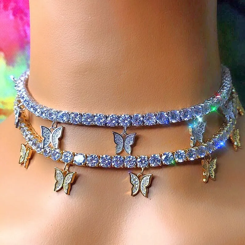 Collane con ciondolo Bohemian Beach Oro Argento Colore Strass Choker per donna Collana a farfalla 2022 Hip-hop Insetto_voghion.com