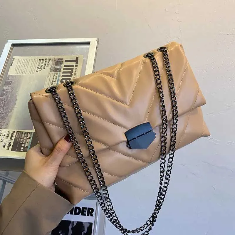 Chains Shoulder Women PU Leather Armpit Fashion Messenger Small Flap Crossbody Bag Lady Shopping Pouch femmeC241103_voghion.com