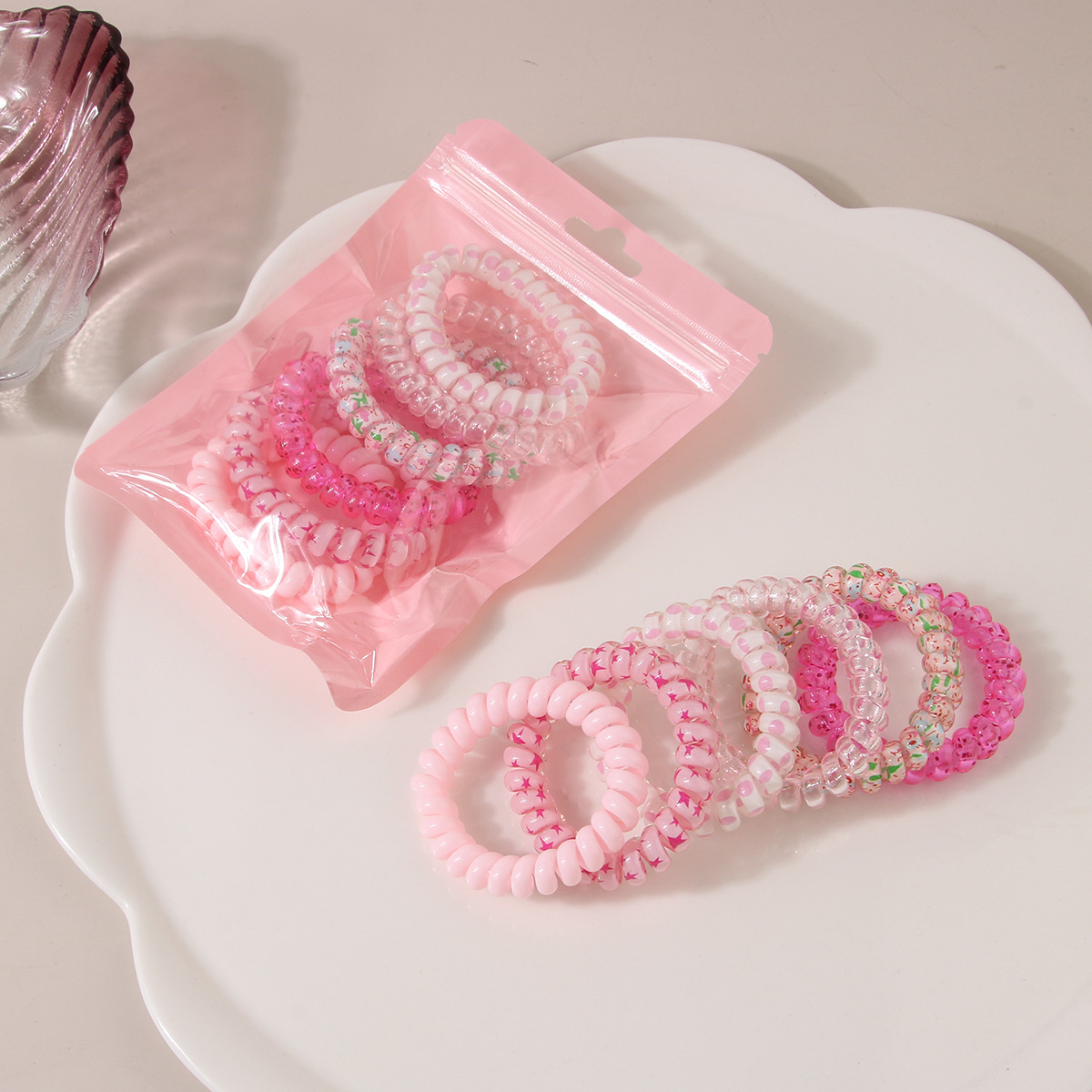 Guanyang 6-teiliger Telefonleitungs-Haarring, Dopamin, Bonbonfarbe, Haarring für Damen, hochelastisch, Farbe, Haarseil, Basic-Haarseil_voghion.com