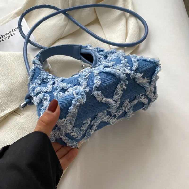 Hobo měkká džínová taška přes rameno malá crossbody taška pro ženy značkové módní kabelky totes_voghion.com