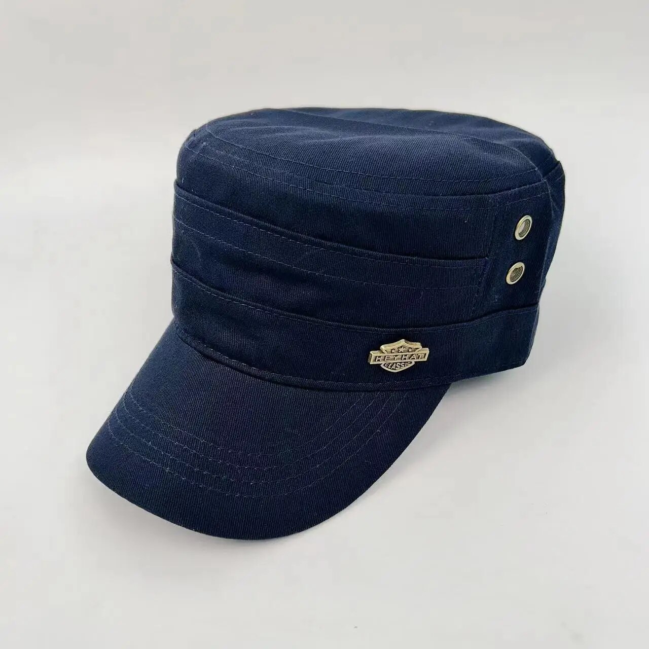 Bahar/Yaz Küçük Demir Kalkan Ordu Yeşili Erkek Moda Güneşlik Düz Üst Ördek Dili Pamuklu Beyzbol Şapkası_voghion.com