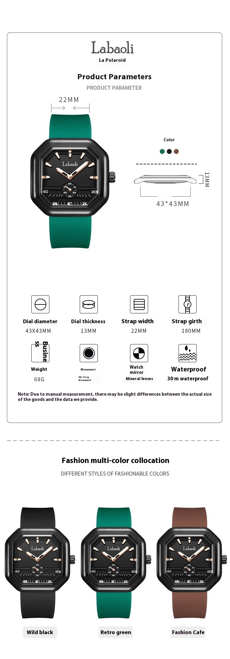 Labaoli/La Polaroid Watch Orologio da polso da donna casual grande Tiktok con secondo quadrante indipendente in silicone_voghion.com