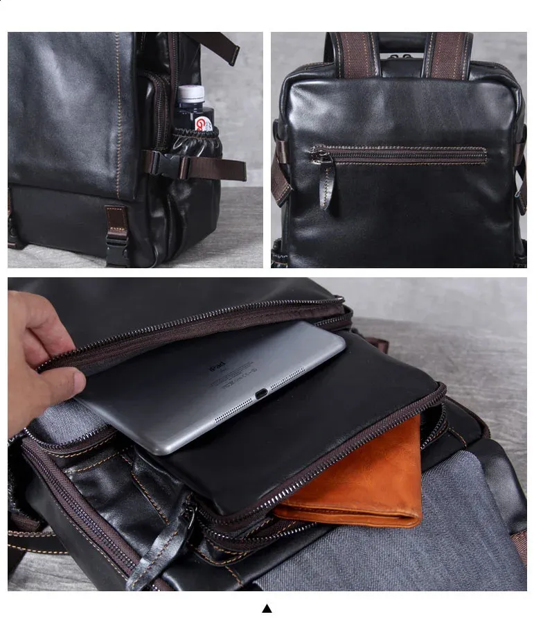 GAGACIA Zaino da uomo autentico fatto a mano in morbida pelle, borsa da viaggio per alpinismo, zaino in pelle bovina di alta qualità per laptop da 15 pollici_voghion.com