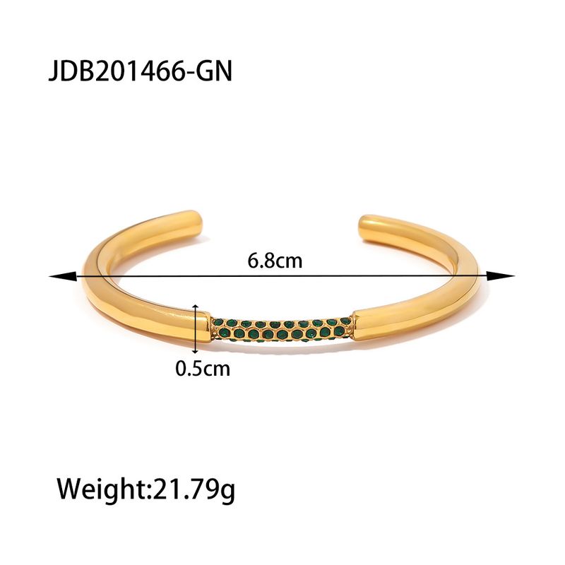 INS Internet Celebrity Design Guld Rostfritt Stål Inlagt Grön Dia Öppning Vakuum Elektropläterat Trendigt Armband_voghion.com