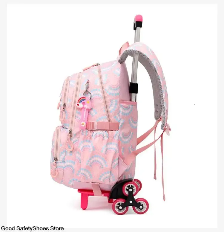 Borse a rotelle per ragazze Zaino Zaini impermeabili per bambini con ruote Trolley per scuola media Zaino Lage 240314_voghion.com