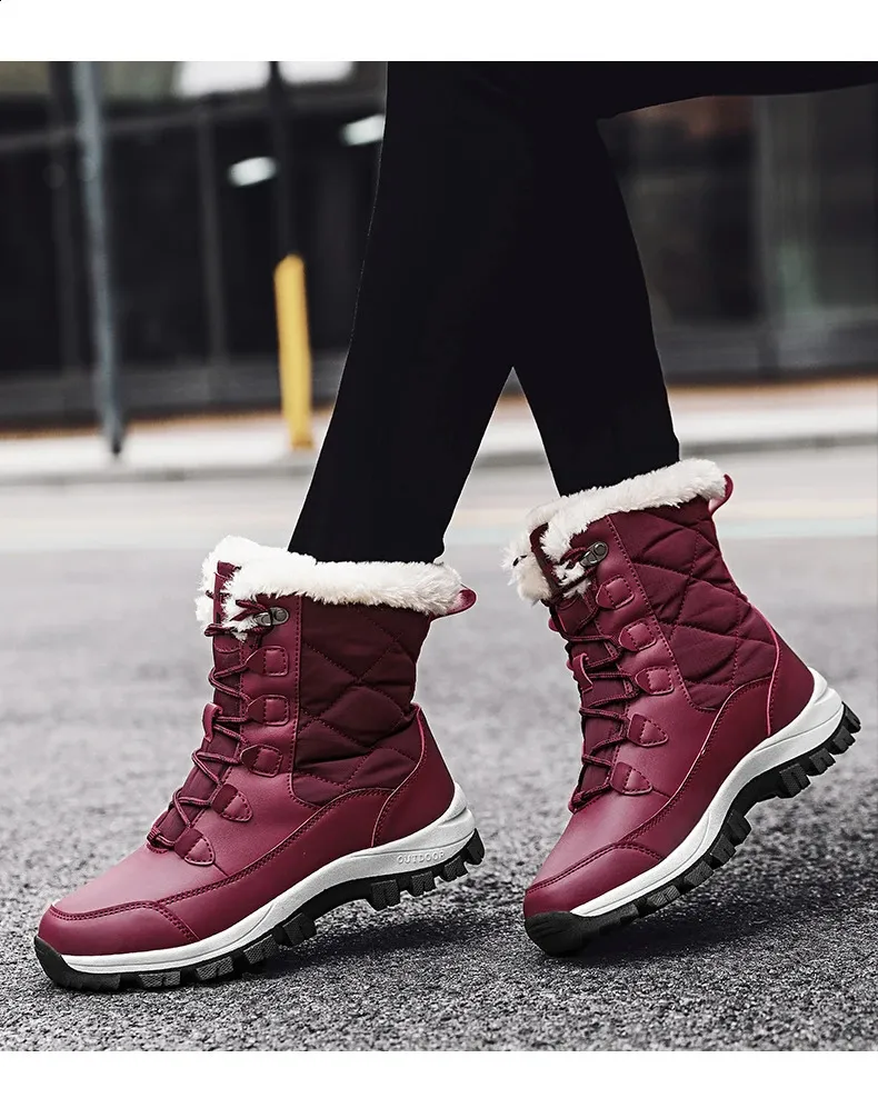 Enkel Dames Winterschoenen Houd Warm Antislip Zwarte Sneeuw Dames Veterlaarzen Chaussures Femme Laarsjes Dames Platte Laars_voghion.com