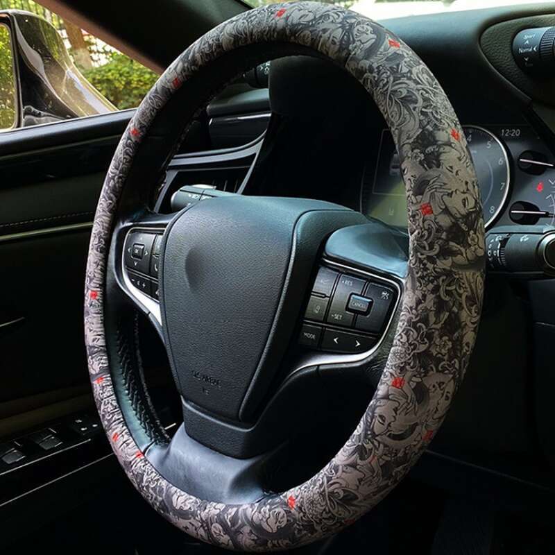 Husă universală pentru volan Prajna Geisha pictată manual, set personalizat de cărți de joc cu vulpe cu nouă cozi, ghidon cu braț floral_voghion.com