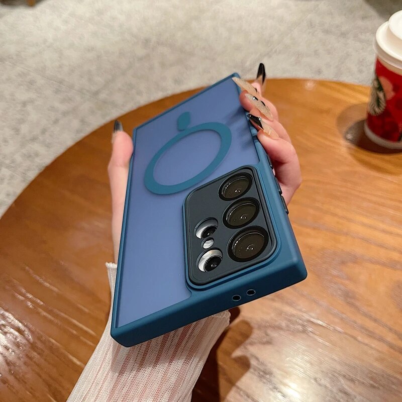 Magnetic Matte Translucent Shockproof Case For Samsung Galaxy_voghion.com