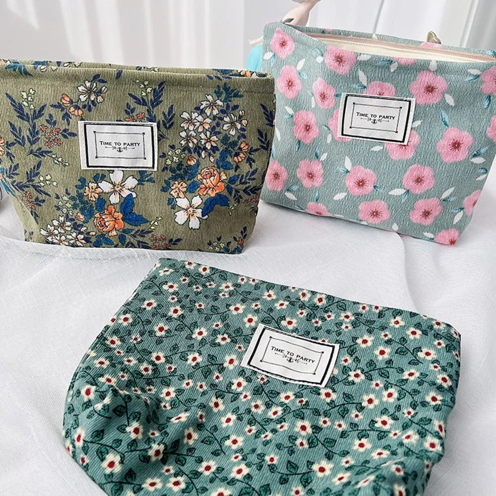 Trousse de toilette en jacquard floral, simple et tendance, grande capacité, idéale pour les voyages, les soins de la peau, les produits de toilette et le maquillage_voghion.com