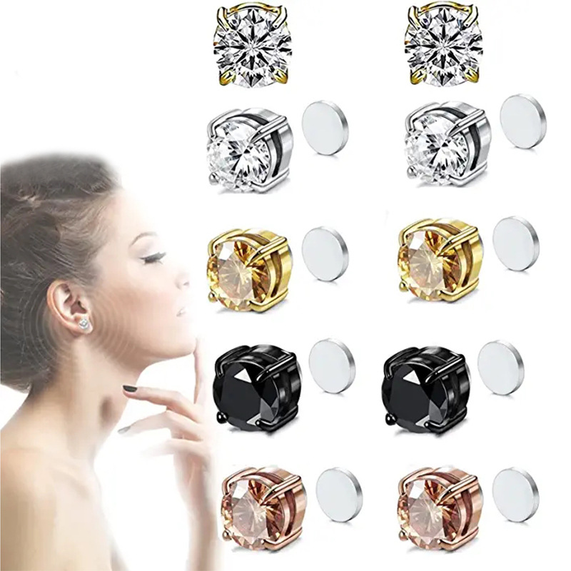 Bijoux et accessoires boucles d'oreilles pour hommes et femmes sans oreilles percées, boucles d'oreilles en zircon, clips d'oreilles magnétiques en zircon à vendre, boucles d'oreilles, fabricants