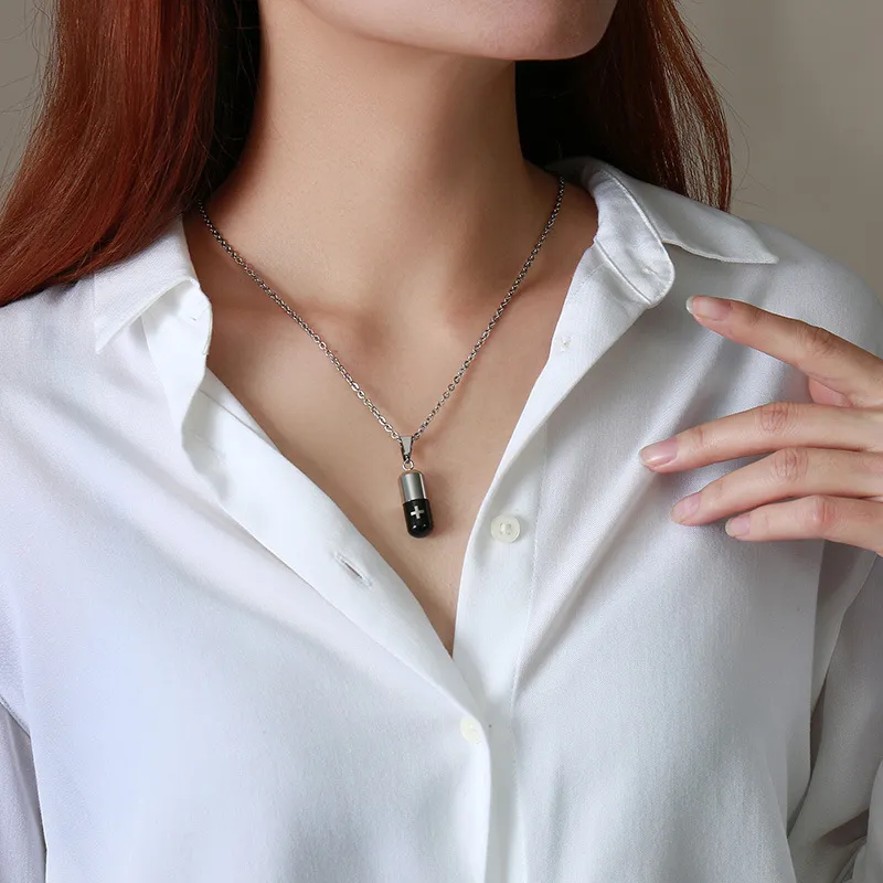 Lanci od nehrđajućeg čelika s privjeskom i šupljim kućištem za muškarce i žene, urna za kremiranje, križ, nakit za uspomenu_voghion.com