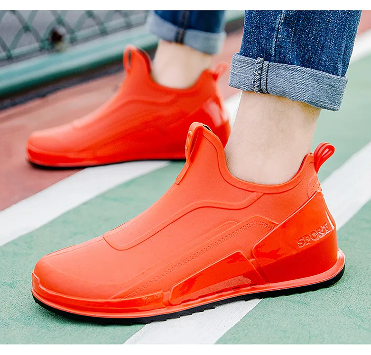 New Men's Tide Short Rain Boots Non-slip Kitchen Takeaway Water Thick-soled Overshoes Fishing Rubber Shoes_voghion.com