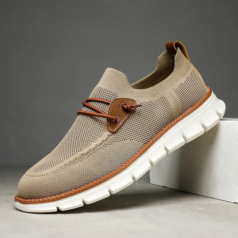 Baskets plates et légères en maille respirante pour homme, chaussures de marche et de conduite, collection printemps-automne 250228_voghion.com