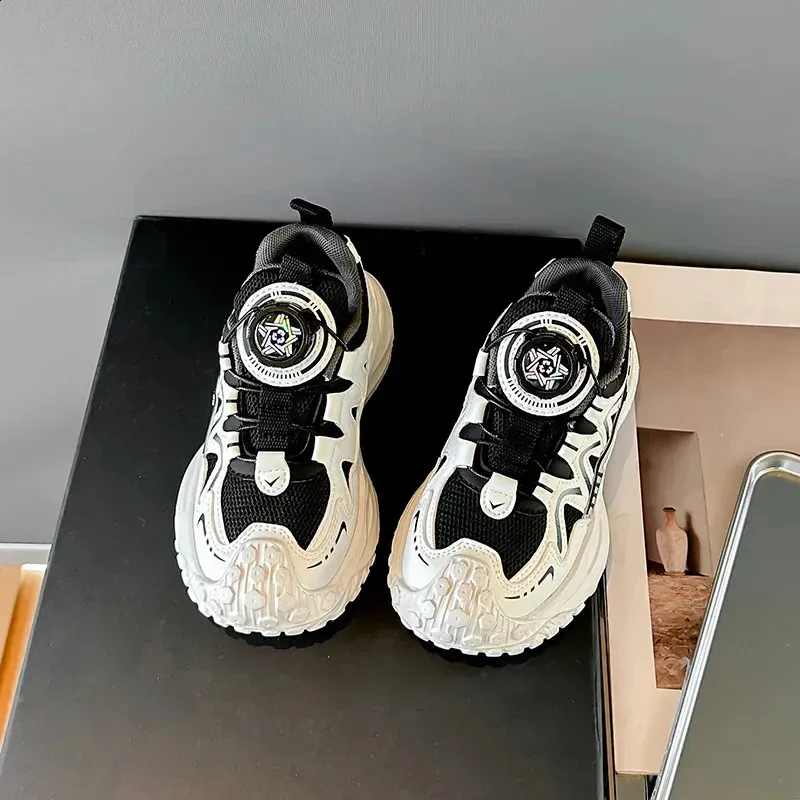 Dziecięce sportowe buty dla chłopców antypoślizgowe PU dziewczęce do koszykówki modne skórzane buty dziecięce krótkie i grube do szkoły tenisowej_voghion.com