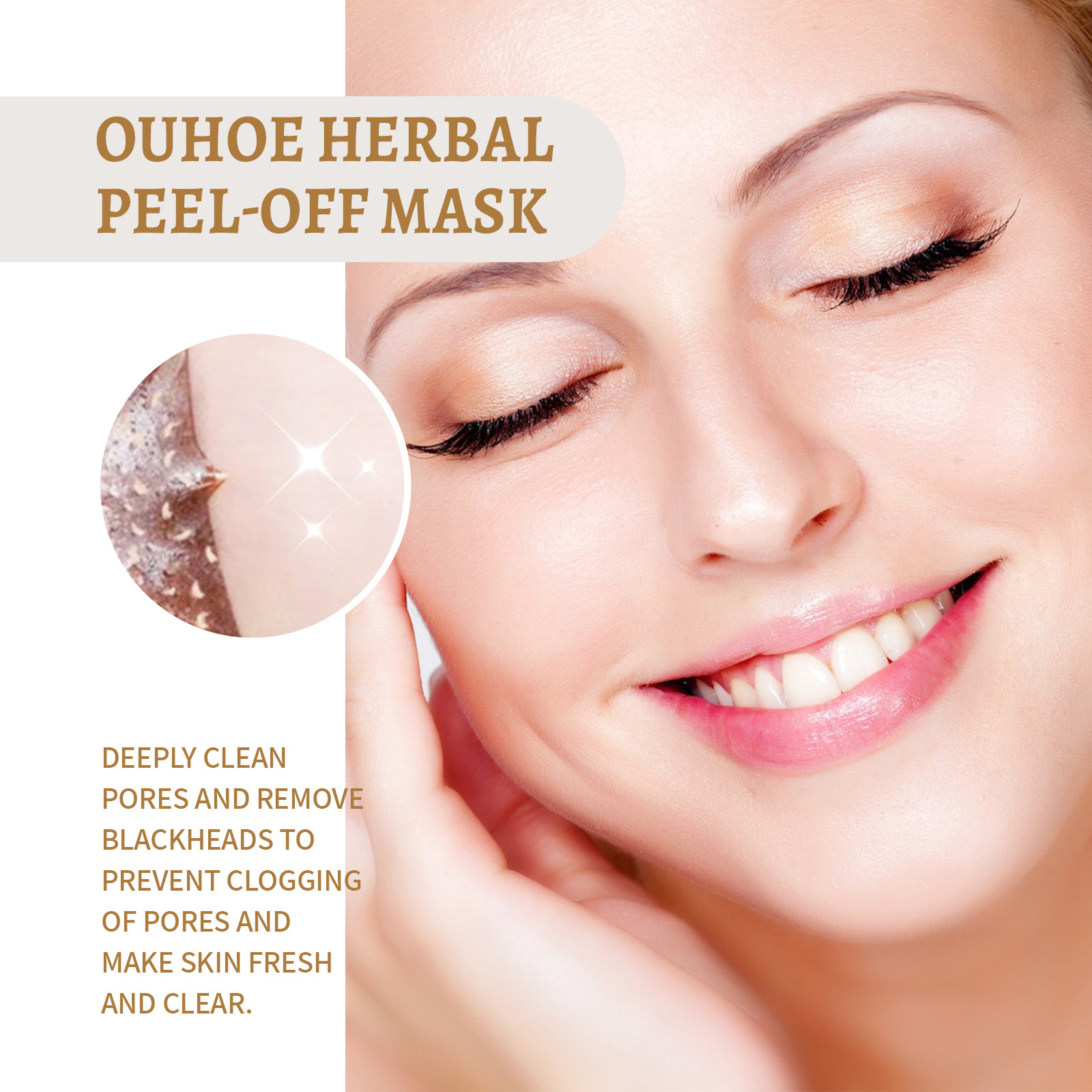OUHOE Shrinks Pores Deep Gently Cleans Blackhead Acne Removing and Tearing facial mask_voghion.com