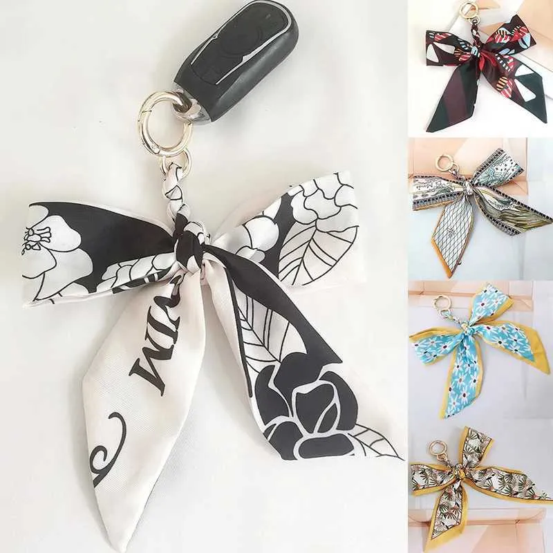 Gestrickter weicher Seidenschal mit Schleife, Anhänger, Tasche, Charm, Zubehör, Schlüsselanhänger, Mode, Auto, Schlüsselanhänger, kreatives Geschenk 2024, süß, Y241121_voghion.com
