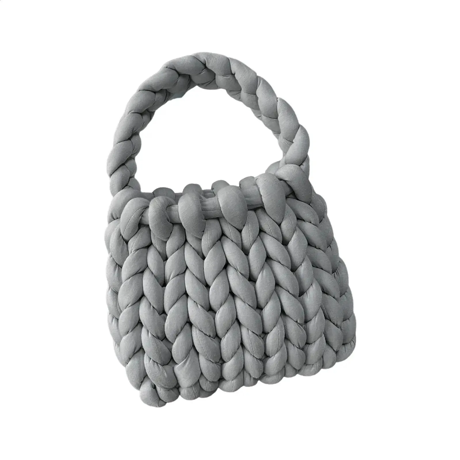 Gehäkelte Handtasche für Damen, gewebte, klobige Umhängetasche für Frühling und Sommer 240726_voghion.com