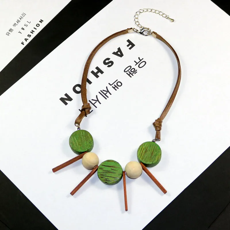 Kulonu kaklarotas Vintage apļa koka stieņa sievietēm apaļas, masīvas koka pērlītes, Drop Store rotaslietu virves ķēde Boho Bling_voghion.com