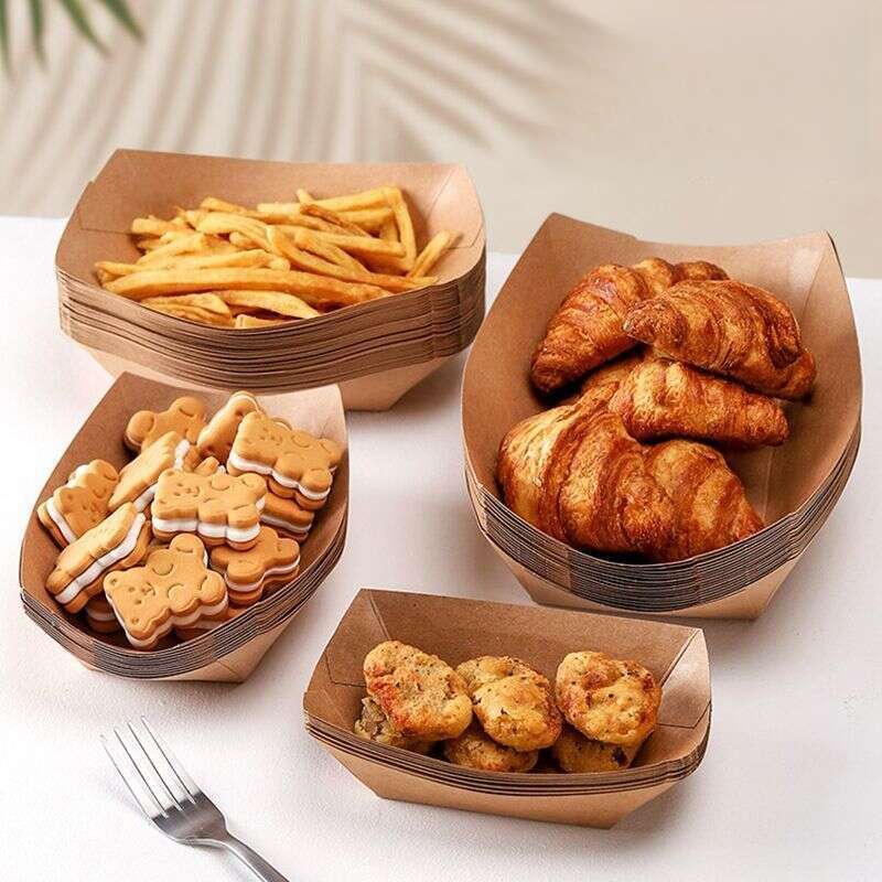 Kraft Open Boat Commercial Fried No Folding Chicken Rice, Flower Chips, Snack Box, Paper Tray, Barbecue Tray_voghion.com