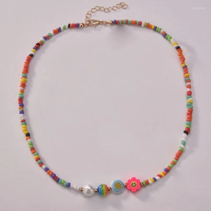 Chains 2023 Summer Boho Colorful Pearl Resin Seeds Beads Handmade Collar Clavicle Choker Necklaces For Women Jewelry_voghion.com