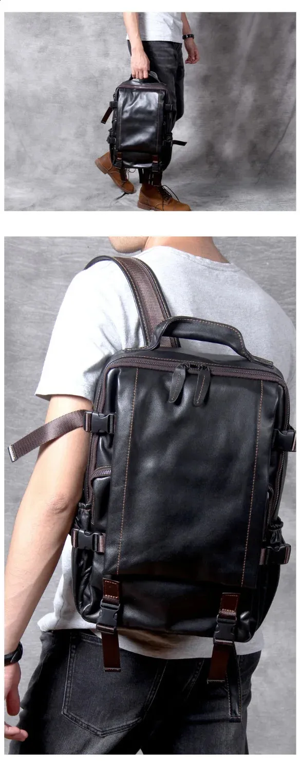 GAGACIA Zaino da uomo autentico fatto a mano in morbida pelle, borsa da viaggio per alpinismo, zaino in pelle bovina di alta qualità per laptop da 15 pollici_voghion.com