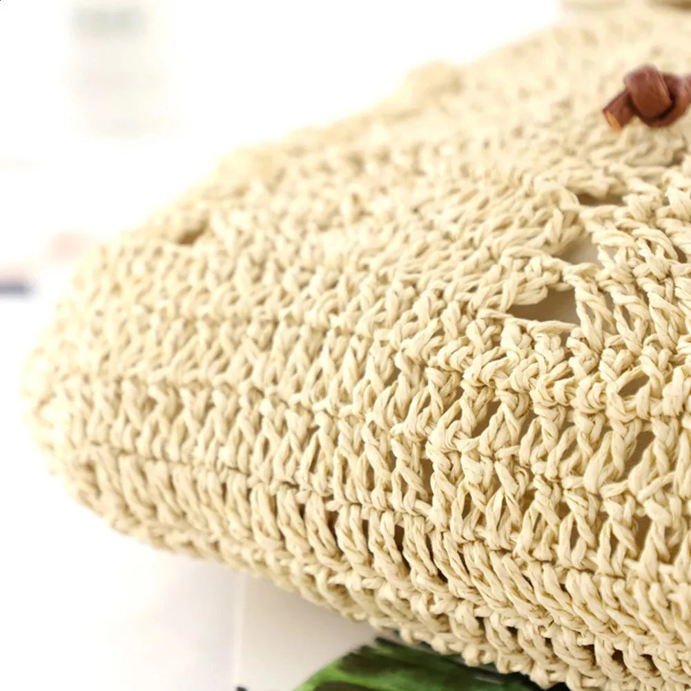 Damen Stroh Sommer Boho Bohemian Hohl Schultertasche Hobo Häkeln Reisetaschen für Frauen Gestrickter Strandrucksack 240907_voghion.com